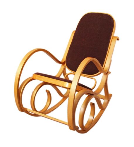 Rocking-chair fauteuil à bascule M41   imitation chêne, tissu marron