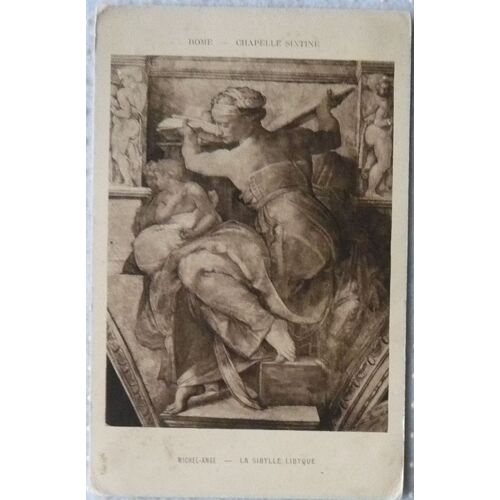 Carte Postale Ancienne - Rome - Chapelle Sixtine - Michel Ange - La Sibylle Libyque