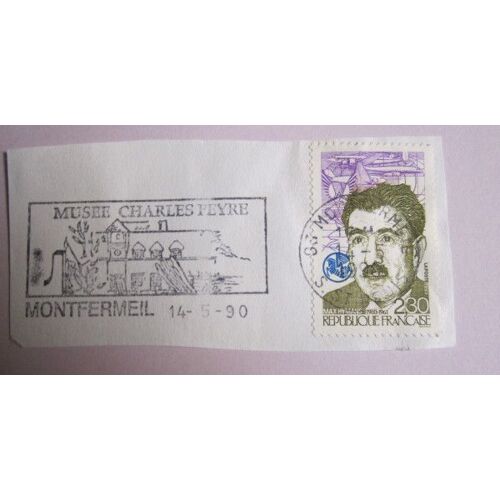 Max Hymans : Timbre Oblitéré Sur Coin D'enveloppe, Flamme : Musée C. Peyre - Montfermeil, 1990