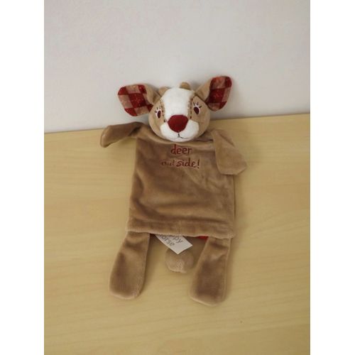 Doudou Marionnette Cerf Beige Rouge Happy Horse