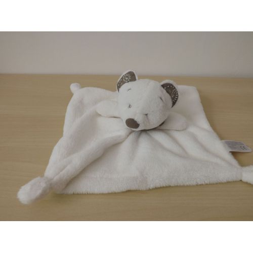 Doudou Ours Blanc Marron Broderies Simba Dickie