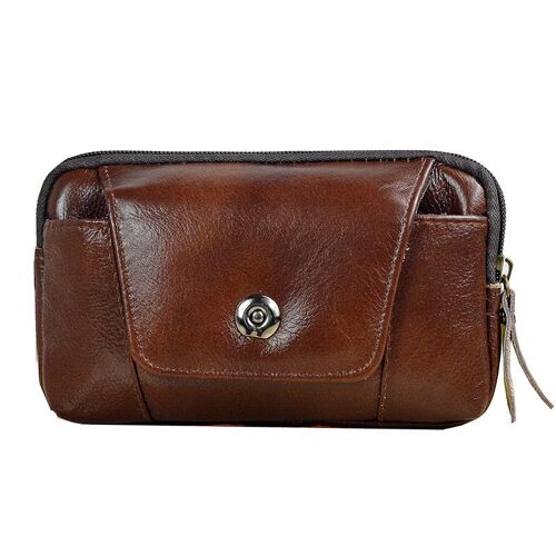 Sac banane en cuir véritable pour hommes, pochette de téléphone à fermeture éclair, de bonne qualité, à la taille, pour garçons