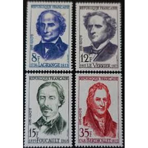 Grands Savants Français : Lagrange, Foucault, Le Verrier, Berthollet Série Complète Année 1958 N° 1146 1147 1148 1149 Yvert Et Tellier Luxe