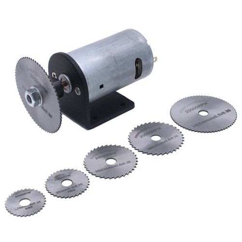 Mini outils de coupe pour le travail du bois, bricolage, moteur Dc 24V, ensemble de scie électrique avec support de lames de scie circulaire, plaque en plastique acrylique