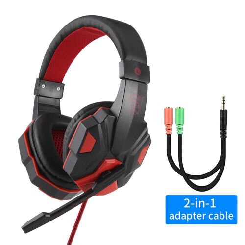 Black Red No Light casque audio Casque de jeu stéréo Surround pour PS4 PC X box ordinateur réglable Gamer casque filaire avec micro antibruit Auriculares fifa 21 ""Nipseyteko""