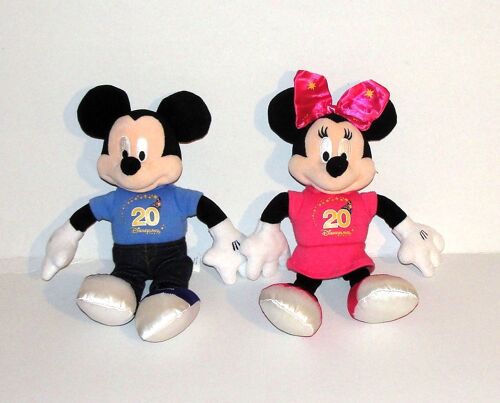 Peluche Mickey Et Minnie 20 Anniversaire Disneyland Paris Lot De 2 Peluche Doudou Disneyland Paris 22cm