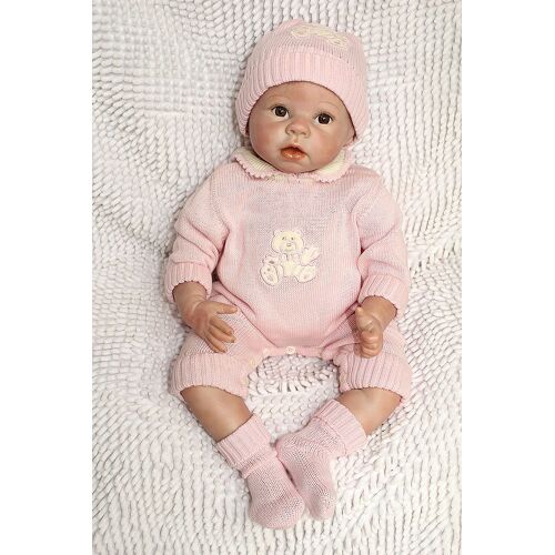 Bébé reborn Marjolaine grand bébé toddler poupée réaliste yeux ouverts full vinyle silicone 60 cm comme un vrai bébé 4Kg nouveau né fille corps souple cadeau nurserie nouvelle maman jouet enfant