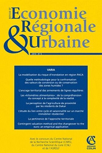 Revue D'économie Régionale Et Urbaine N° 5, 2010