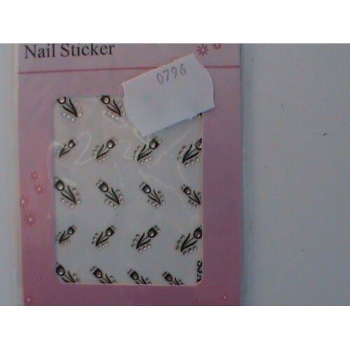 20 Stickers Pour Ongles Tulipe Noir Nail Art 