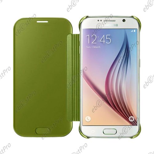 Ebeststar® Film Verre Trempé + Etui Housse Coque Coverview Miroir Pour Samsung Galaxy S6 Sm-G920f, G920, Couleur Jaune