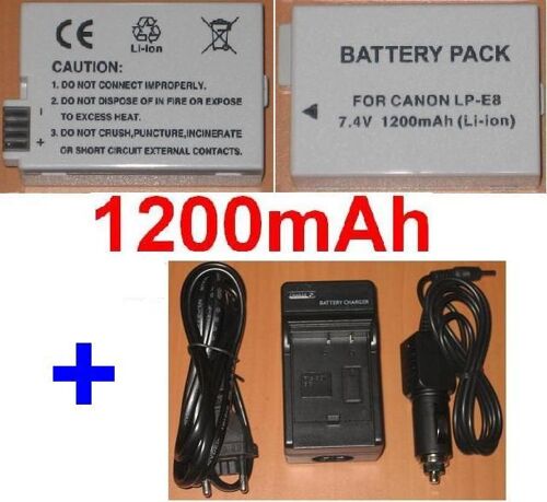 Chargeur + Batterie Pour CANON Digital Rebel T2i 550D **1200mAh**