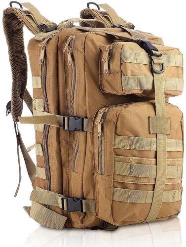 Sac À Dos Militaire Sac Tactique Sac De Survie Molle Sac À Dos De Randonnée De Voyage Pour Camping/Alpinisme/Sport(;Brown);