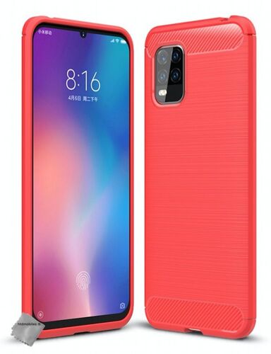 Housse etui coque silicone gel carbone pour Xiaomi Mi 10 Lite 5G + verre trempe - ROUGE