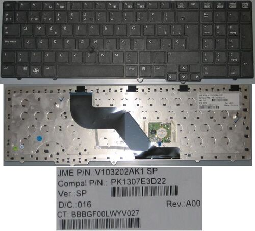 Clavier Qwerty Espagnol / Spanish Pour HP COMPAQ Probook 6540B 6545B 6555B Series, Noir / Black, Model: V103202AK1, P/N: PK1307E3D22, BBBGF00LWYV027