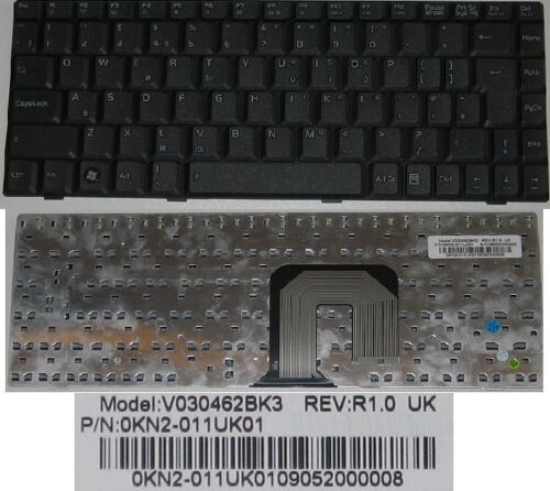 Clavier Qwerty UK Pour ASUS F9 F9DC F9G F9D F9E F9F F9J F9S F9SG Series, Noir / Black, Model: V030462BK3, P/N: 0KN2-011UK01