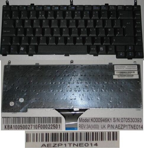 Clavier Qwerty UK Pour ACER ASPIRE 1350 1510 AS1350 AS1510 Series, Noir / Black, Model: K000946K1, P/N: AEZP1TNE014, KBA1005002710