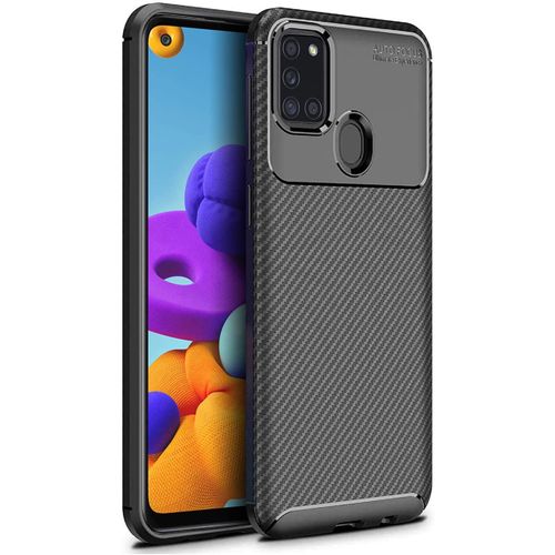 Coque Brossée Noire Samsung Galaxy A21s New Carbon Fiber Antichoc - Accessoires Pochette Case Nouveau Galaxy A21s