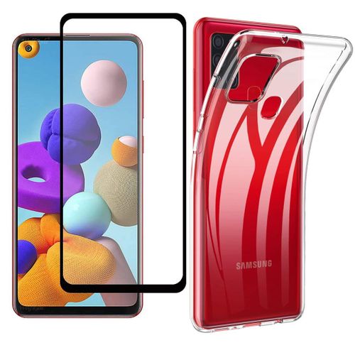 Protection Intégrale 360 Degres Samsung Galaxy A21s : Coque Gel De Protection En Tpu Invisible Arrière Transparente Et Protection Écran Full Cover Noir New Galaxy A21s - Accessoires Pochette Case