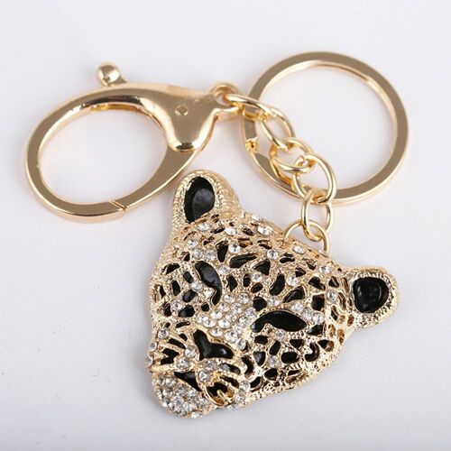 XEME Porte-Clés Mignon Porte-Clés De Mode Avec Tête De Panthère Diamant