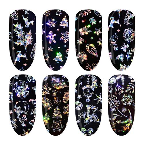 Xeme Noël Nail Art Stickers Flocon De Neige Starry Stickers Manucure Autocollants Nail Art Outil 