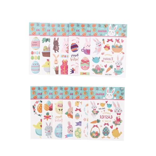 Xeme 14s Feuilles De Dessin Animé Enfants Oeuf De Pâques Autocollants De Tatouage Mignon Lapin Autocollant De Tatouage Ensemble 