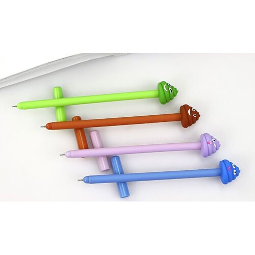 Xeme 2pcs/Lot Dessin Animé Mignon Tabouret Expression Forme Gel Stylo Boule Roulante 0.5mm Pour L'école D'écriture