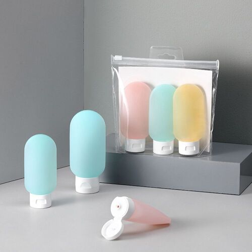 Xeme Gel De Douche De Shampooing De Bouteilles Vides Rechargeables Mignonnes Portatives De Silicone De Voyage De 3pcs 60ml 