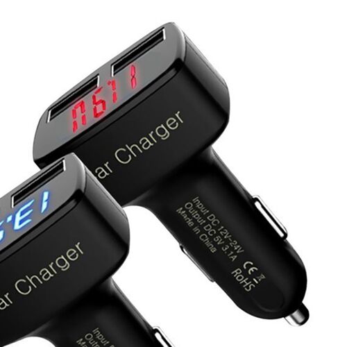 Xeme Adaptateur Chargeur De Voiture Usb Avec Affichage De La Température 4 En 1 Double Pour Téléphones