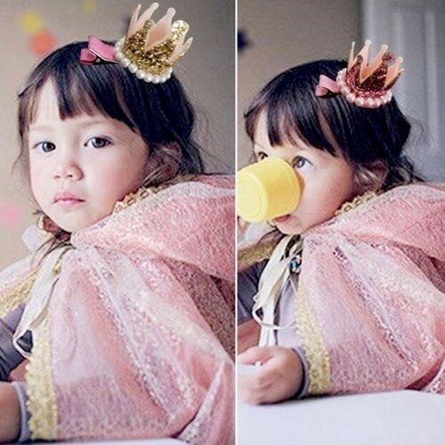 Xeme 1pc Nouveau-Né Bébés Filles Princesse Perle Couronne Pinces À Cheveux Épingle À Cheveux Accessoires De Cheveux 