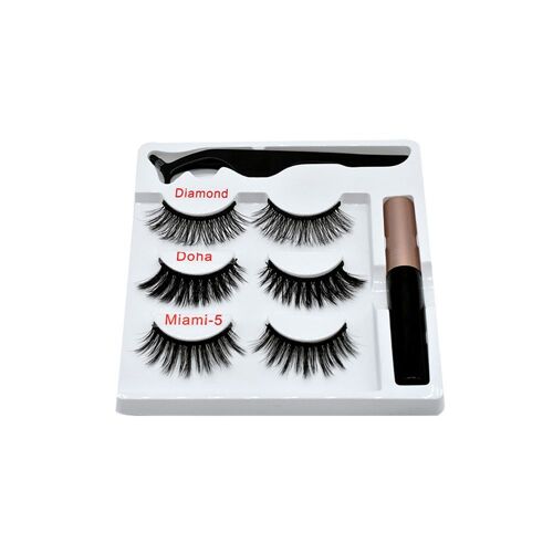 Xeme Magnetic Magnetic Eyeliner Liquid Eyeliner Magnet Set De 3 Paires De Cils Magnétiques+Eyeliner+Pince À Épiler 