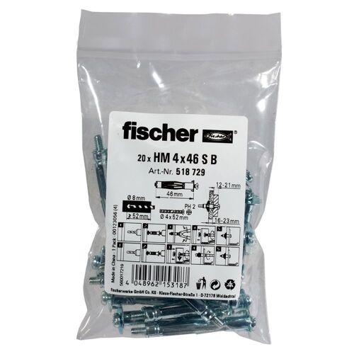 Fischer Cheville métallique pour corps creux HM 4x46 S B (20 unités) - 518729