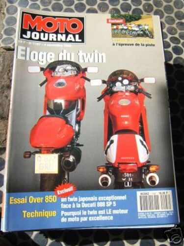 Moto Journal  N° 1107 : Toutes Les 125 Cross A L'epreuve De La Piste; Essai Over 850 Un Twin Japonais Exceptionnel Face A La Ducati 888 Sp 5