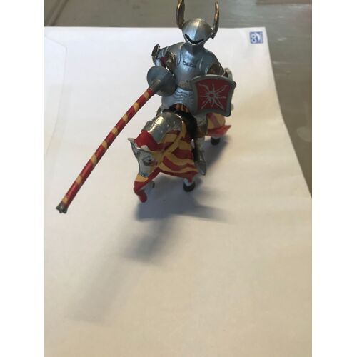Figurine Miniature Chevalier De Tournoi À Cheval Avec Lance - Papo 2000 - 15x11 Cm - Made In China