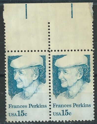 2 Timbres 1980 États Unis Frances Perkins Femme Politique N° 1280 Neufs Sans Trace De Charnière
