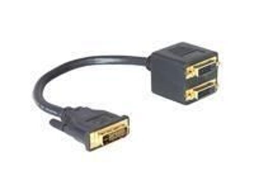 DeLOCK Adapter DVI25 M > 2x DVI25 F câble DVI 0,2 m DVI-I Noir
