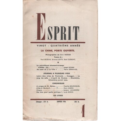 Esprit Janvier 1956  N° 1