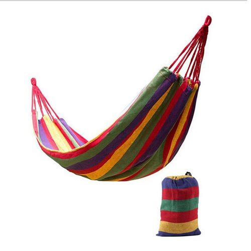 Hamac Double Épaisseur, Tissu Tapis Suspendu, Facile À Transporter, Bleu Et Rouge, Camping Ou Jardin