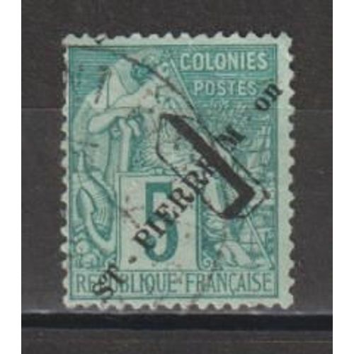 St-Pierre-Et-Miquelon, 1892, Timbres De 1891 Surchargés, N°48, Oblitéré.