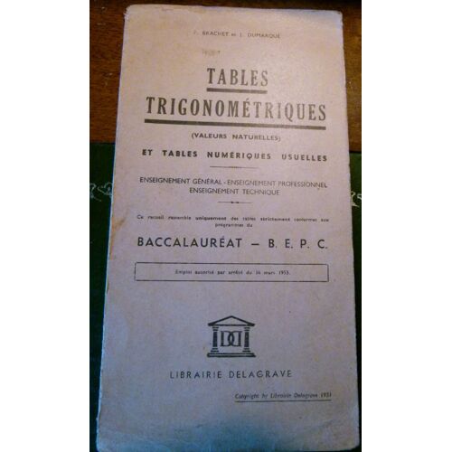 Tables Trigonomètriques