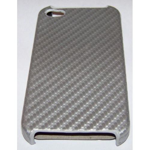 Etui Coque Arriere Effet Carbone Gris Argent Pour Iphone 4s