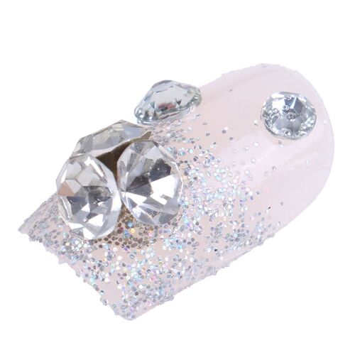 Xeju 24pcs/Set Femmes Fille Mariée Rose 3d Faux Ongles Enveloppé Conseils Artificiels Faux 