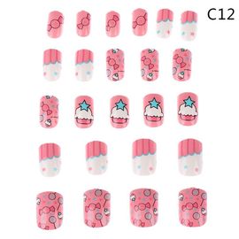 Xeju Appuyez Sur Les Enfants Bonbons Faux Ongles Conseils Dessin Animé Pleine Couverture Enfant Rose Faux Ongles 