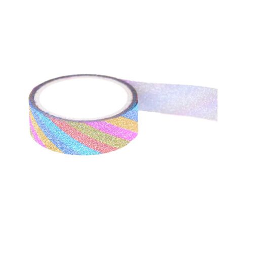 Xeju 5pcs 1.5cm*3m Glitter Papier Collant Masquage Ruban Adhésif Étiquette Diy Artisanat Décor Décoration