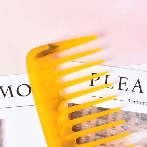 Xeju 1pc Large Dent Poignée Salon De Coiffure Antistatique En Plastique Peigne À Cheveux Démêlant 