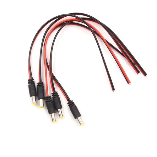XEjU 5pcs 5.5*2.1mm mâle prise jack câble d'alimentation cc pour caméra de sécurité LED prise d'alimentation