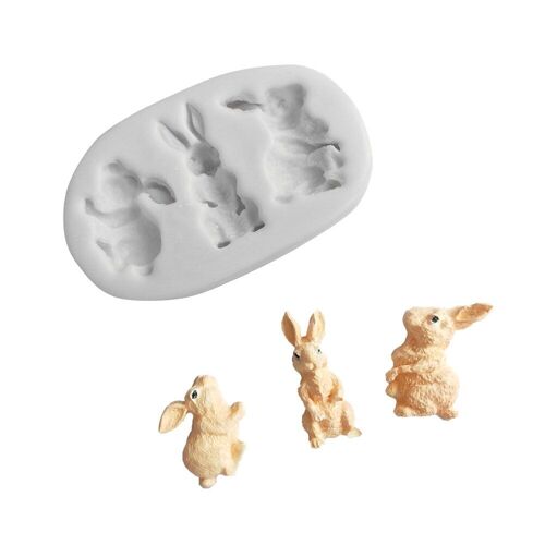 Xui Moule De Bricolage Pour La Fabrication De Fondant Moule En Silicone En Forme De Lapin De Dessin Animé De Lapin, Moules À Gâteaux Au Chocolat, Fournitures De Cuisson J2y