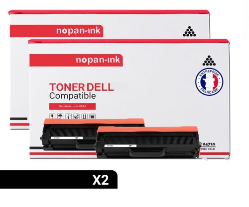 2 Toner pour DELL 593-11108 Black 1500 Pages avec Dell B1100 Series B1160 B1160w B1163w B1165nfw