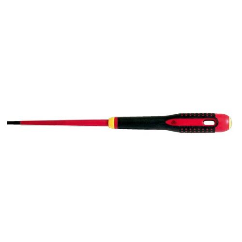 Bahco Tournevis ERGO Slim isolé VDE pour vis à fente avec manche tri-matière, 0,8 mm x 12 mm x 200 mm - BE-8040SL