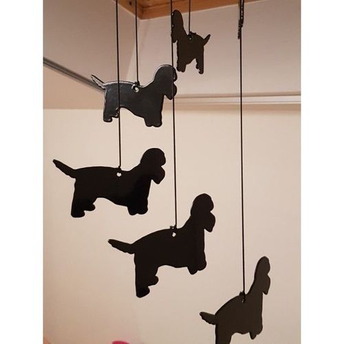 Carillon À Vent Décorée De Six Silhouettes De Dqandie Dinmont Terrier