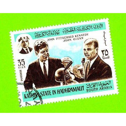 Timbre Oblitéré Used Mint Stamp Selo Carimbado Kathiri State In Hadhramaut Jf Kennedy John Glenn 35f S. Arabia Now Yemen